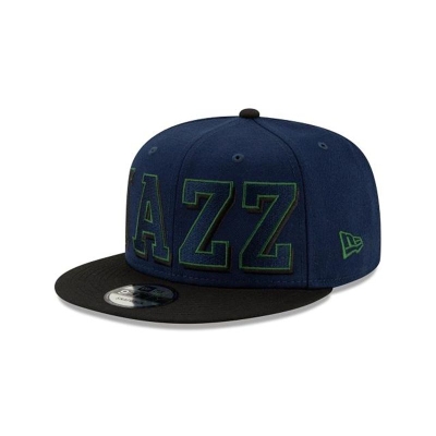 Blue Utah Jazz Hat - New Era NBA Block Font 9FIFTY Snapback Caps USA8376091